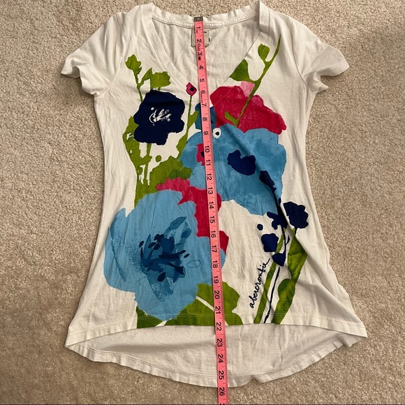 abercrombie Kids Floral V-neck Shirt Youth Large L High Low Cotton - Picture 6 of 6
